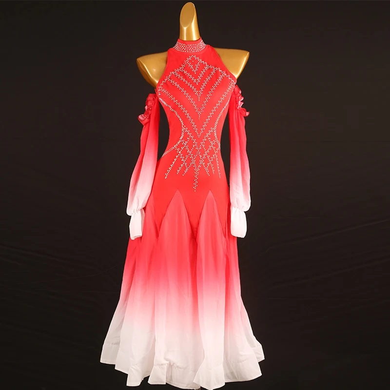 2025 Modern Ballroom Dance Competition Dress For Long Sleeve Customized Clothes Waltz Dance Stage Performance Clothes DQL10228