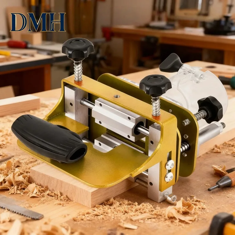 DMH-2 in 1 Invisible Fastener Slotting Bracket Mortising Jig, Woodworking Trimmer Tool with Adjustable Slotting Width Height Loc