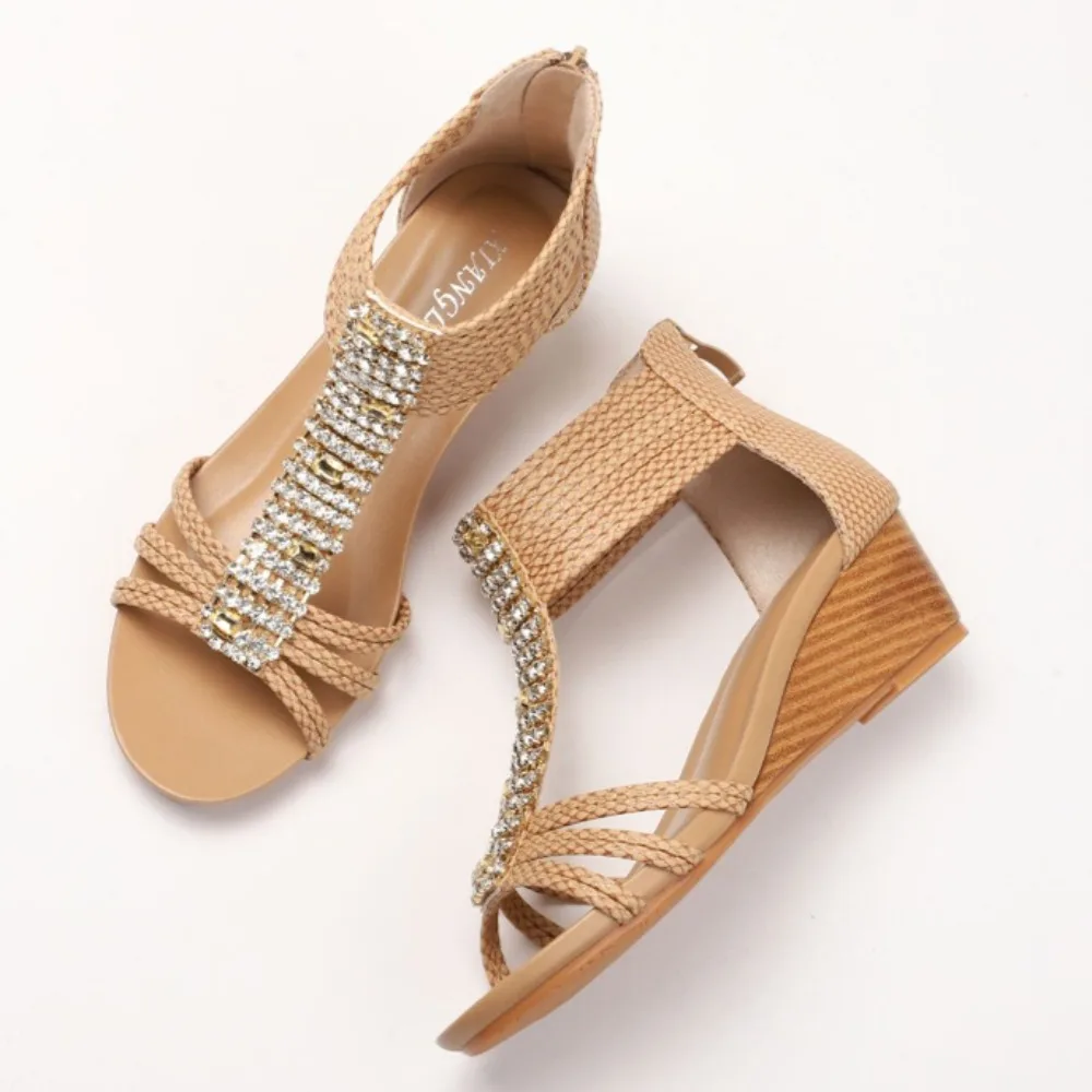 

Platform Sandals Wedges Shoes for Women Sandals Women's Summer Wear Bohemian National Wind Water Diamond Non Slip Roman Sandals