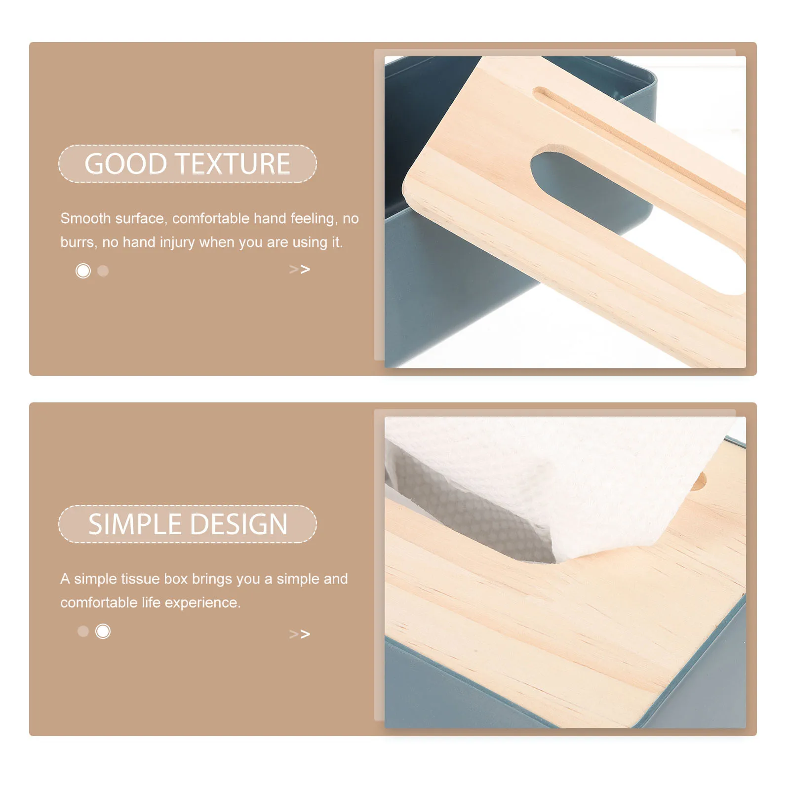 

2Pcs Premium Material Tissue Holder Elegant Look Long Term Use for Home Hotel Desktop Napkin Storage Case Tissue Box