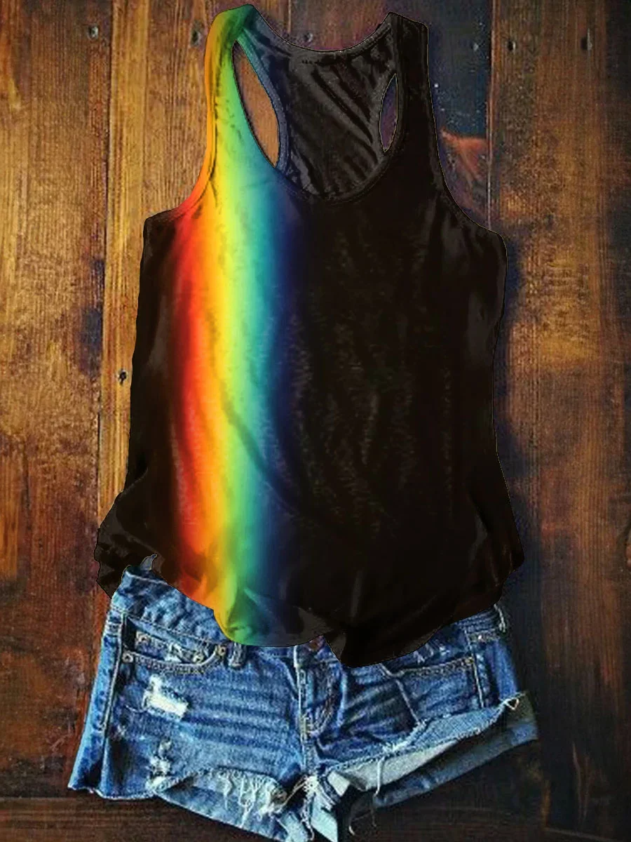 Women's Hippie Rainbow Art Print Tank Top Summer Sexy Tank Top