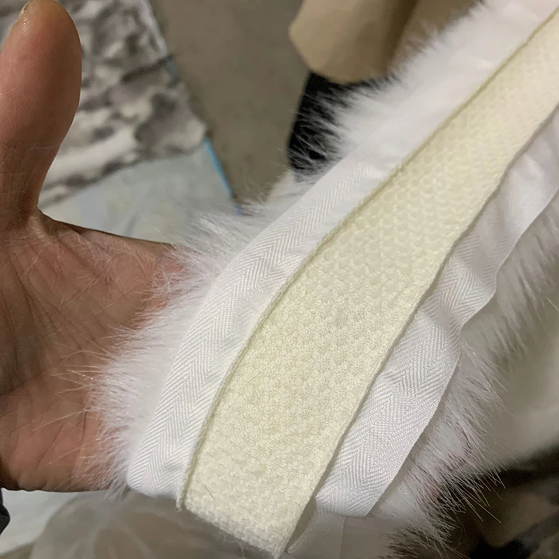 1m Artificial Fur with White Ribbon for Scarf Hat Coat Trim Clothes Faux Fur Strips Cuffs DIY Fluffy Trimming Fabric Decoration