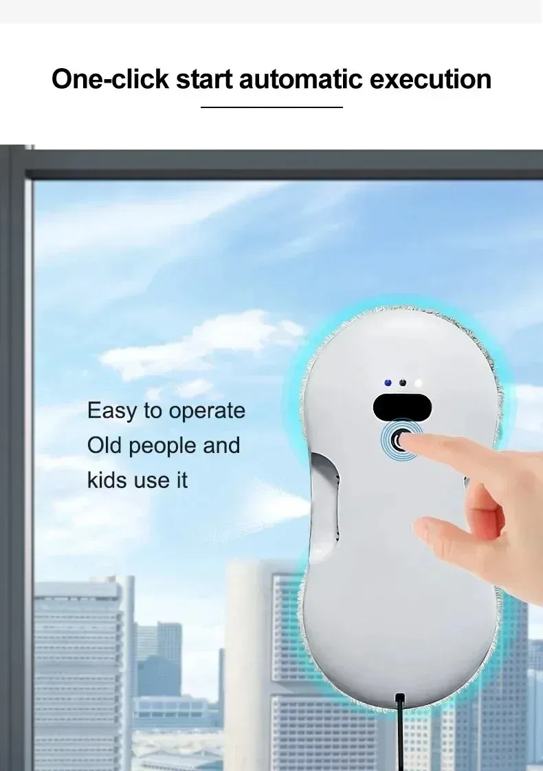 Window Cleaning Robot Smart Dual Sided Spray with Strong Suction Electric Glass Cleaner for High Rise Home and Office Windows