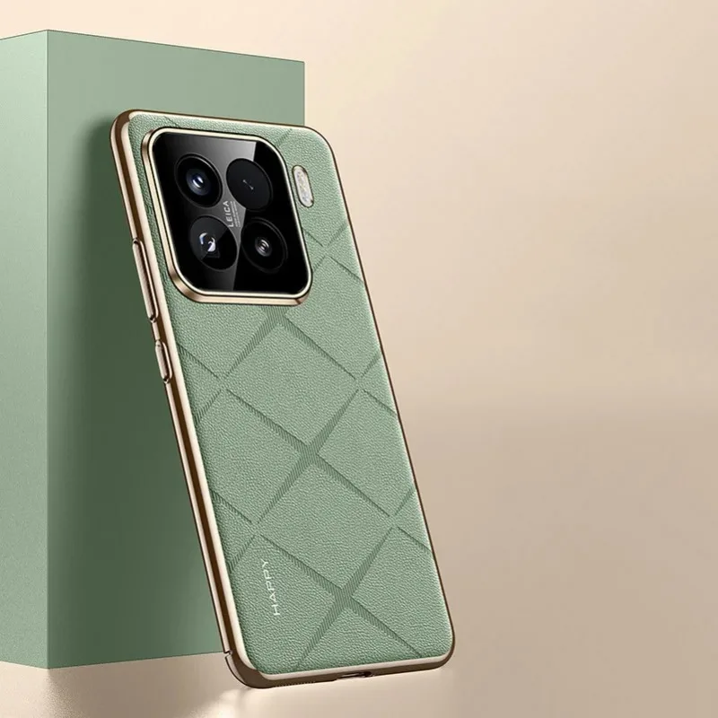 

Luxury Leather Phone Cover for Xiaomi17 15 Pro 14T 14 Ultra 15Pro 14Pro Plating Camera Lens Ptotection Hard Back Case Shell