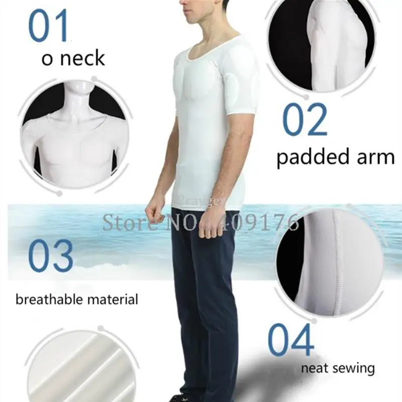 Masculino Pecs Muscular Enhancers UnderShirts Braços Power Modelador Corporal Almofadas Removíveis Roupas Interiores Peito Forte Tops Invisíveis