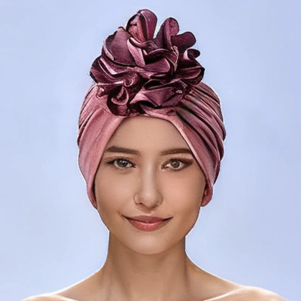 

Модная шапка с цветком, женская мусульманская хиджаб, индийская шляпа, эластичный капот от выпадения волос, химиотерапия, головной убор, банданы, повязка на голову, тюрбан, Mujer