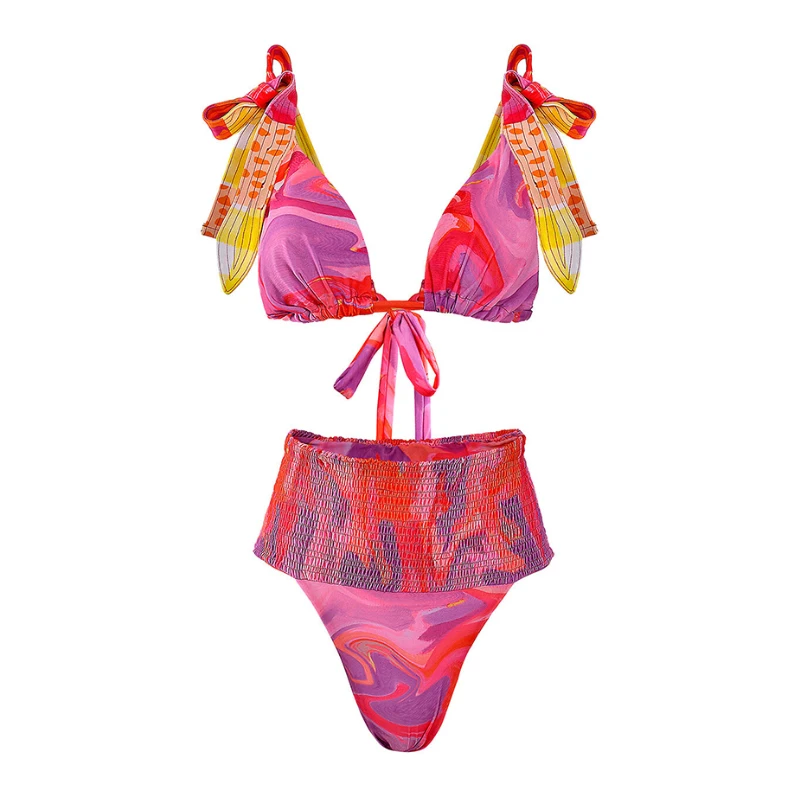 Minibikini con estampado de rosa para mujer, traje de baño de una pieza con estampado de rosa, bañador Sexy para Spa y vacaciones, 2023