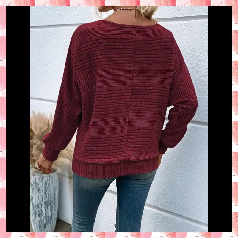 

Женские мягкие блузки с длинными рукавами, пуловеры с круглым вырезом, топы, повседневные вязаные наряды большого размера с крыльями летучей мыши, 2025 г.