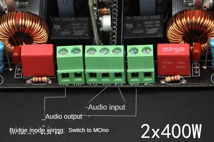 Плата стереоцифрового усилителя мощности с импульсным источником питания, защита мостового динамика 2x400 Вт