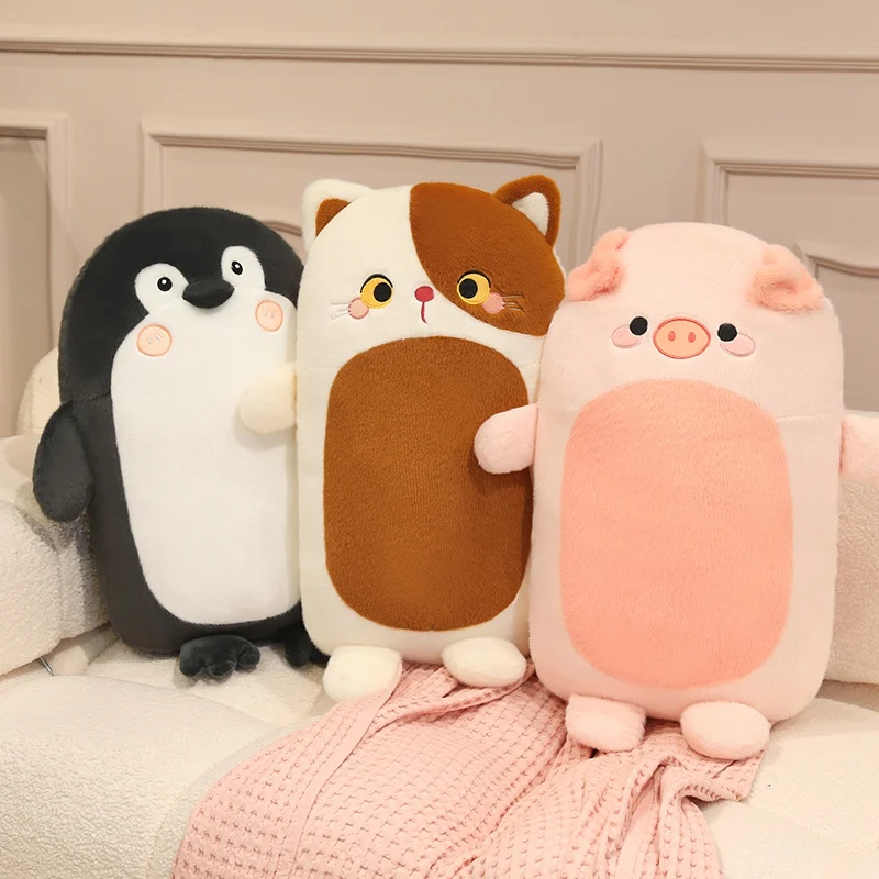 Adorable Animal Throw Pillow Penguin Pig Capybara Seal Cat Stuffed Plushies Toys Home Bedroom Sofa Cushion Birthday Party Gifts