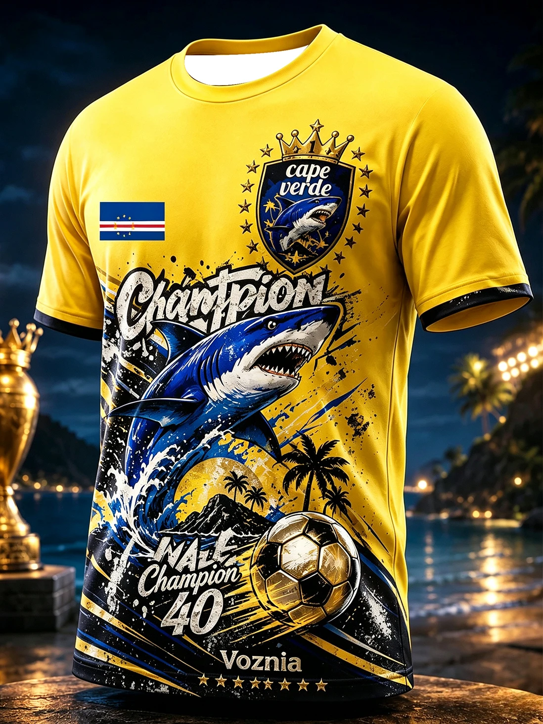 2026 Summer New Design Football Training Suit for Men From Cape Verde - 3D Printed Graphic T-Shirt for Family Use Kids