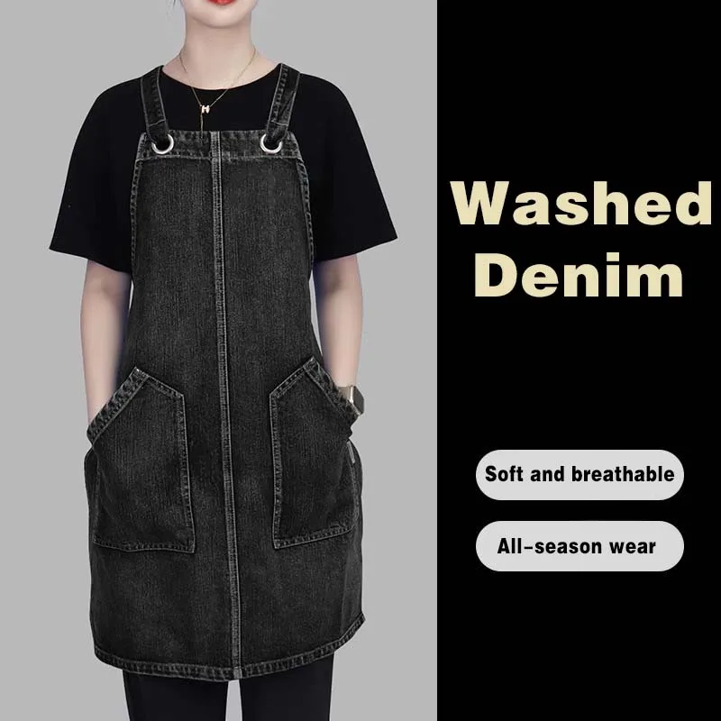 Hot Wash Water Black Blue Denim Apron Restaurant Cafe Barber Bakery Baked Men\'s And Women\'s Work Clothes Waist Adjustable Apron