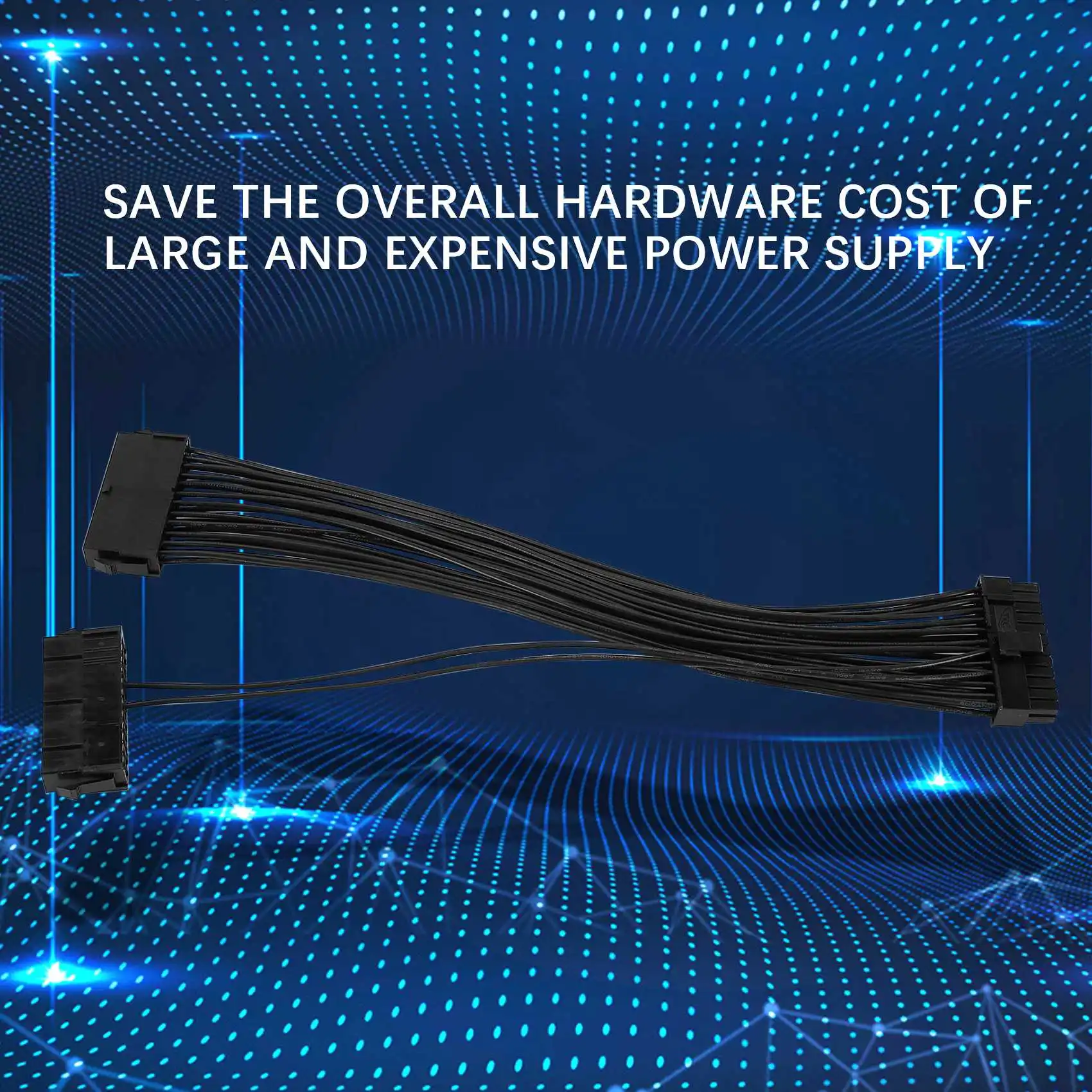 A29F-Power Divisor de fuente de alimentación, adaptador de cable dual PSU 24 pines 20 + 4 pines Adaptador de placa base ATX Cable de extensión Ad de minería dual de 24 pines