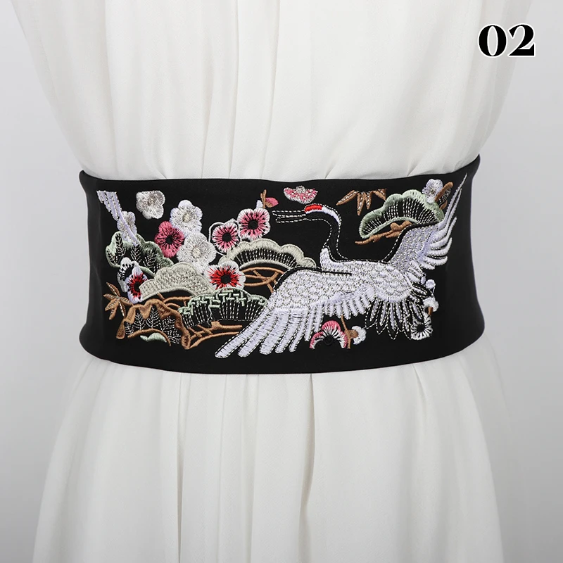 

Japanese Style Embroidery Waistband Women Ethnic Style Kimono Hanfu Dress Decor Waist Belt Haori Obi Yukata Cummerbunds Corset