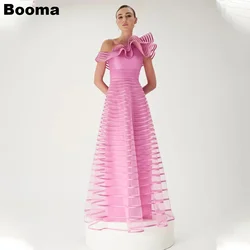 Booma Pink A Line Organza Women's Evening Dresses One Shoulder Formal Events Dresses Night Party Prom Gowns formales vestidos