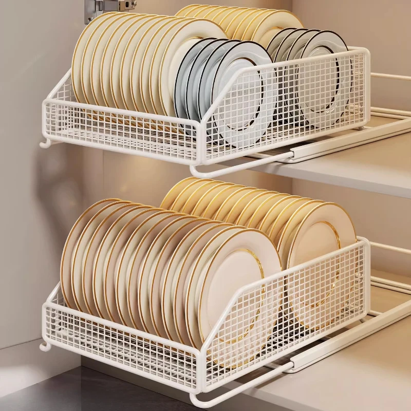 Heavy Duty Pull-Out Kitchen Storage Organizer Under-Sink Basket No Tools Installation Slide-Out Cabinet Drawer for Cookware