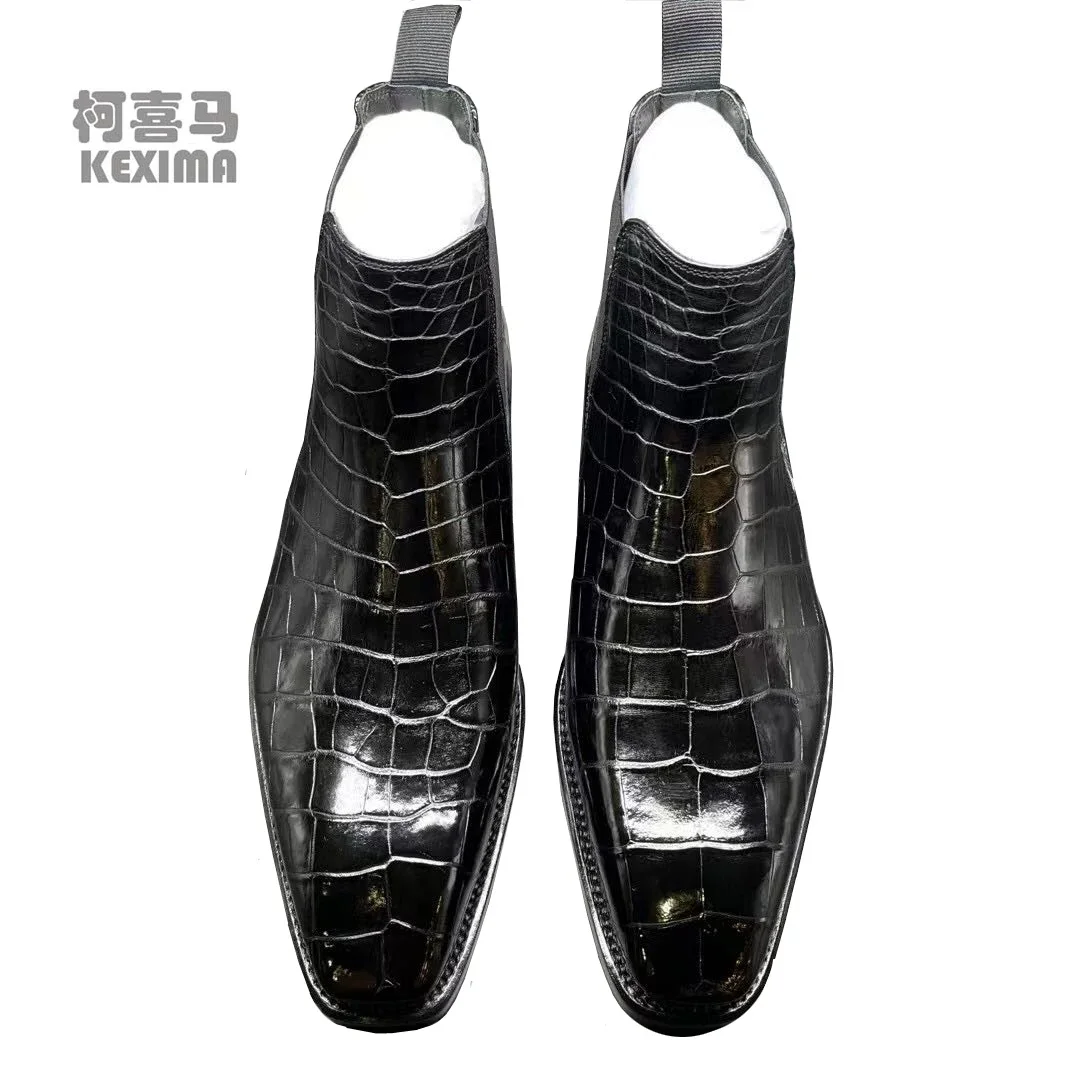 chue new arrilal men crocodile leather boots male crocodile boots leather shoes leather sole male boots casual wedding winter