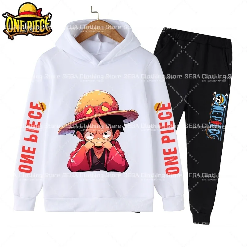 

One Pieces Luffy Zoro Kids Boys Hoodie Pants 2Piece Set Spring Autumn Hooded Pullover Hip Hop Clothing Suit Sets for Children