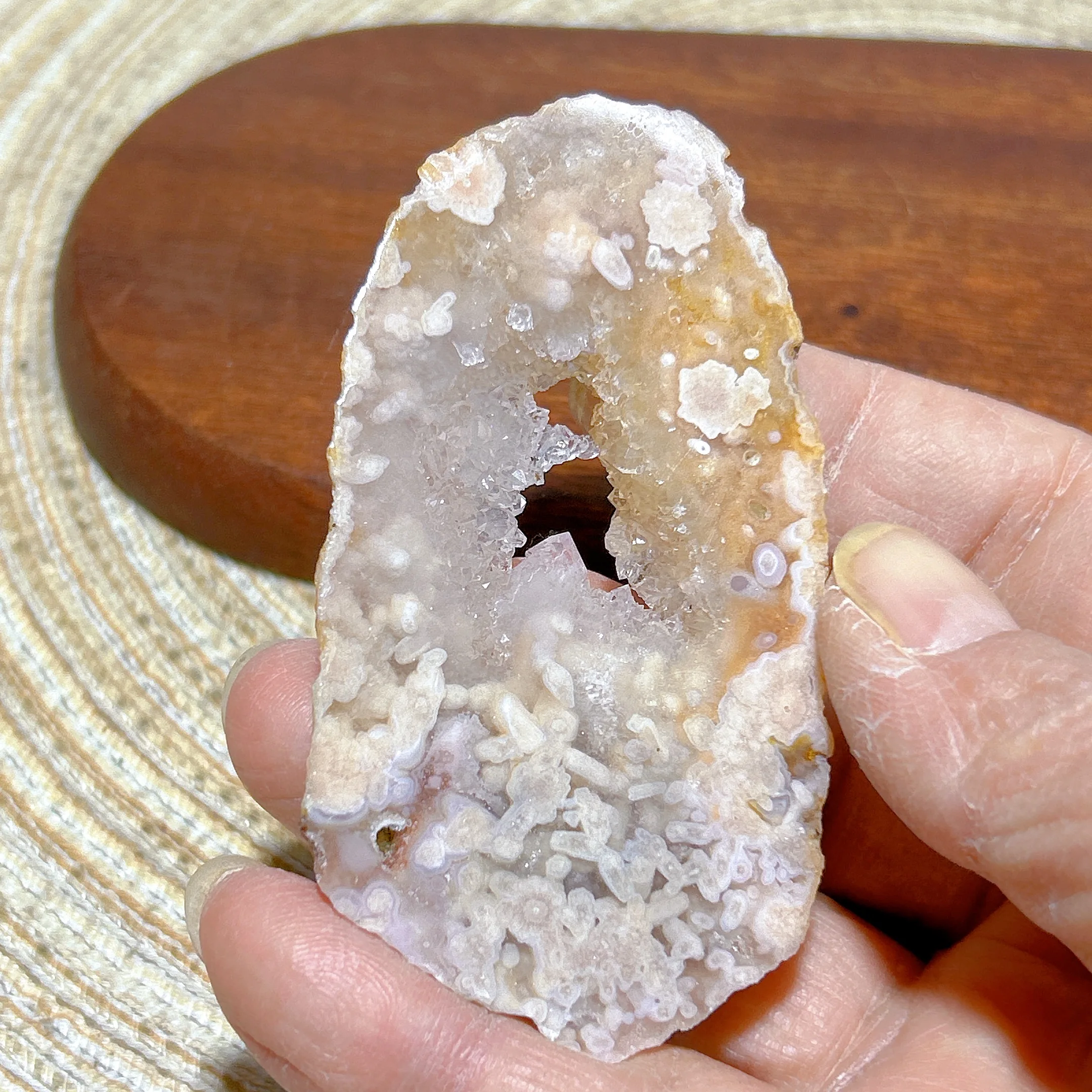 Healing Natural Crystals Druzy Pink Amethyst Flower Agate Slabs Slices Geode Mineral Energy Home