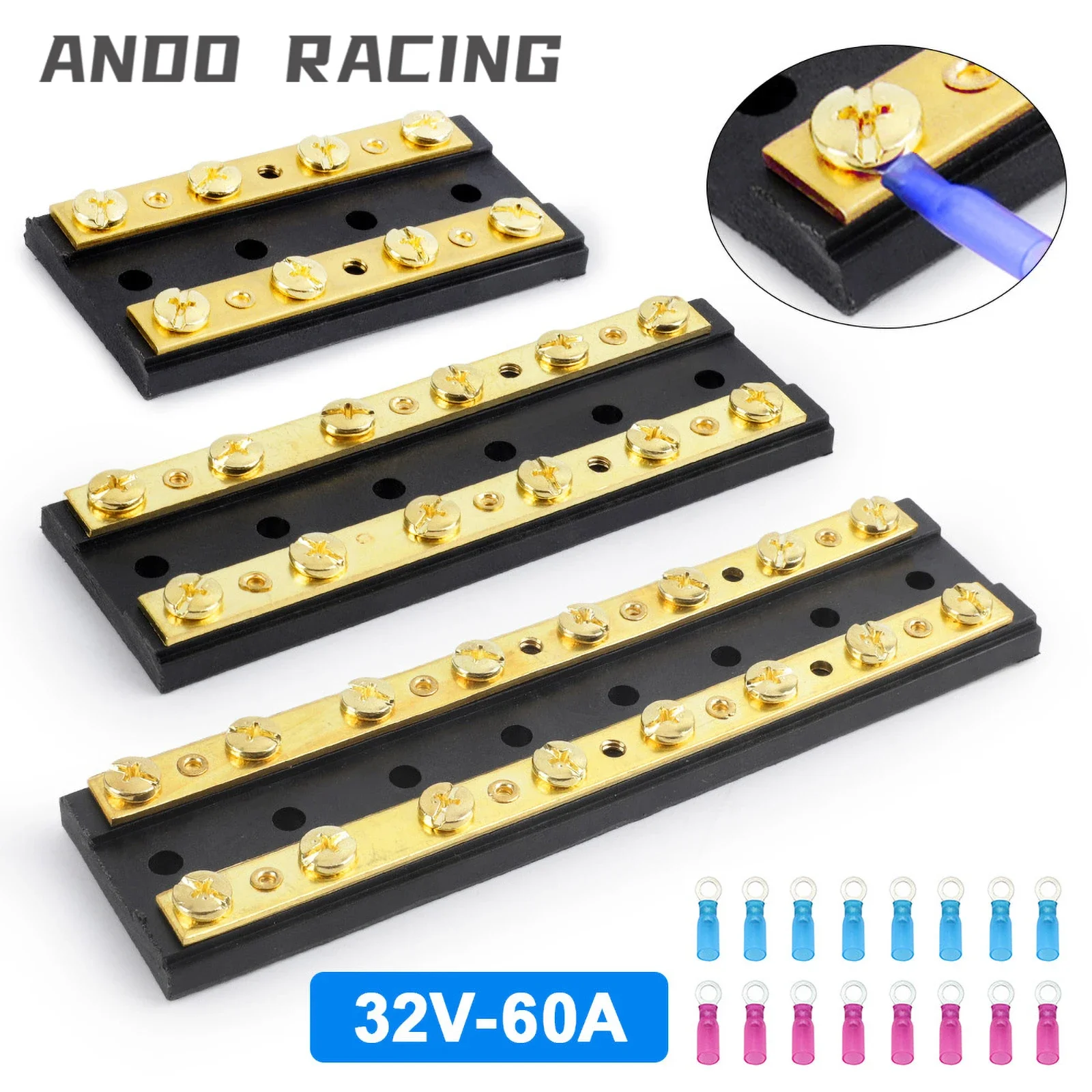 

32V 60A 12 Way 6P Power Distribution Block Double Busbar Double Row Common Line Nylon Base Bus Bar Terminal for Car RVs Boats