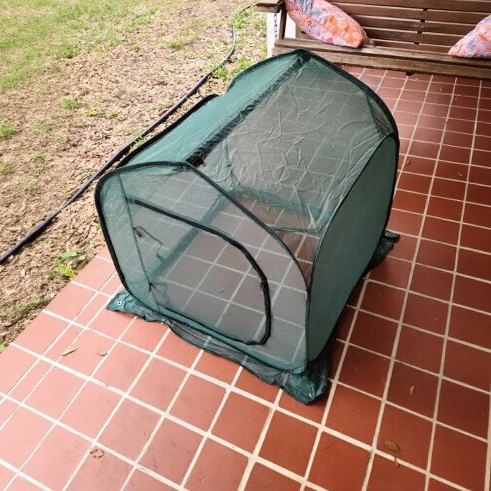 Plant Cover System for Raised Beds with Mesh Netting and Ground Nails to Extend Growing Season and Improve Yield Stability
