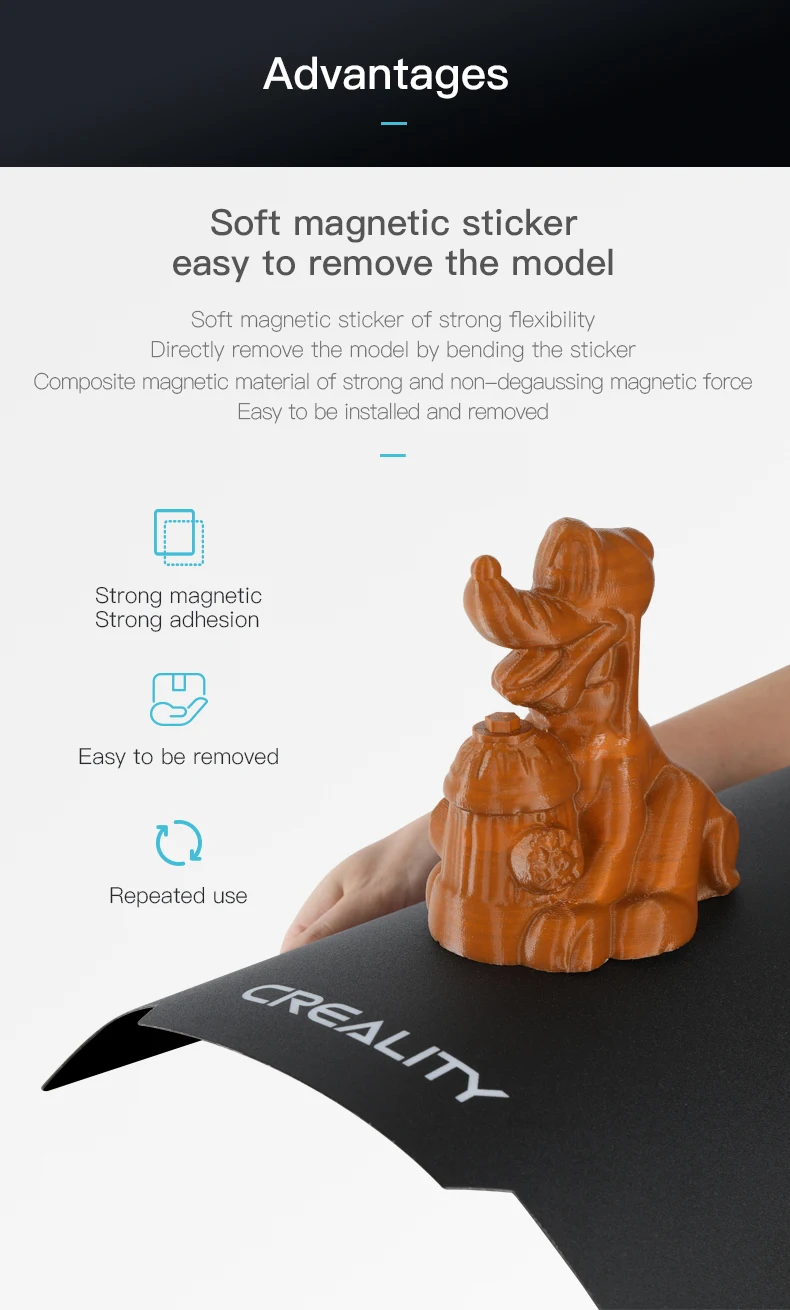 Creality Ender 3 weiche magnetische Aufkleberplatte 235 * 235 * 1 mm Creality 3D-Drucker-Teilezubehör für Edner3pro beheiztes Bett – Detail 6