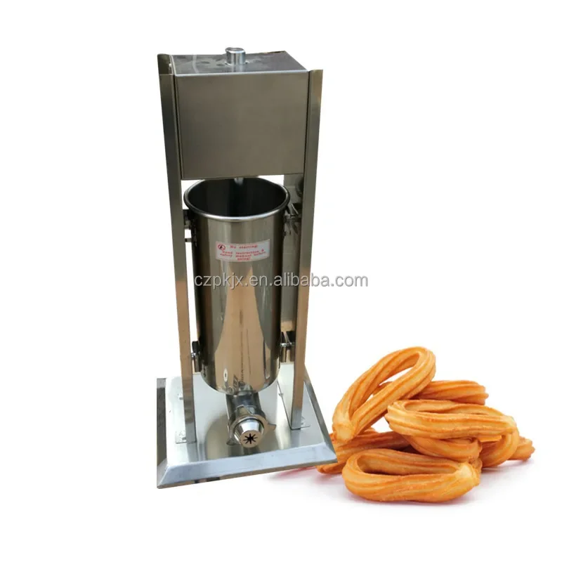 Stainless Steel Electric Manual Spanish Churros Maker Filler Latin Fruit Snack Machine With 3 Nozzles Commercial or Home Use