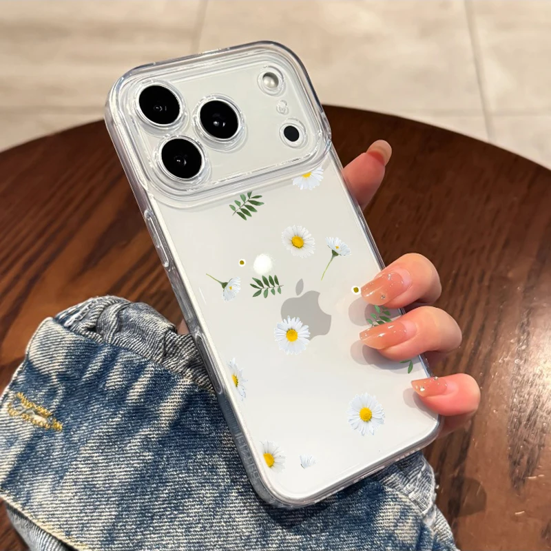 

Delicate Daisy Fresh Flower Clear Case For iPhone 17 Air 16E 15 16 14 Pro Max 7 8 Plus 13 12 11 X XS Soft Silicone Bumper Funda