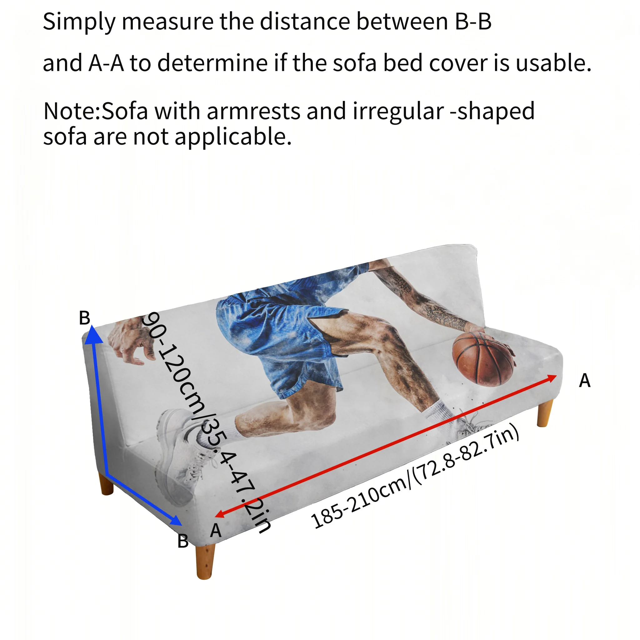 Basketball player dribbling pattern sofa bed cover, living room sofa bed cover, dustproof machine washable sofa bed cover