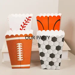 12Pcs Football Basketball Popcorn Box Baseball Rugby Snack Candy Packing Boxes for Boy Sports Theme Birthday Wedding Party Decor
