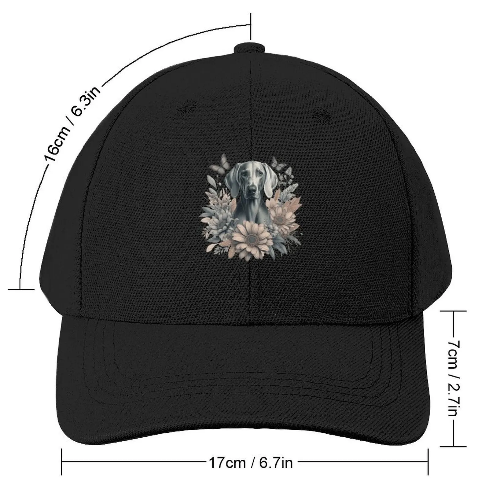 Coquette Weimaraner Floral Art with Butterflies - Design Nr. 188 Baseball Cap Beach fishing caps man Women Caps Men's