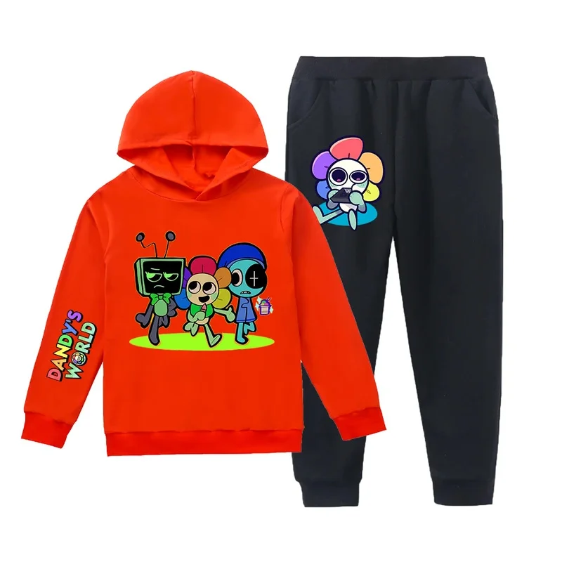 Dandy's World Hoodies เด็กเกมสยองขวัญ Dandys World เสื้อผ้าเด็กทารก Hood เสื้อกางเกง 2 ชิ้นชุดเด็กสบายๆกีฬา