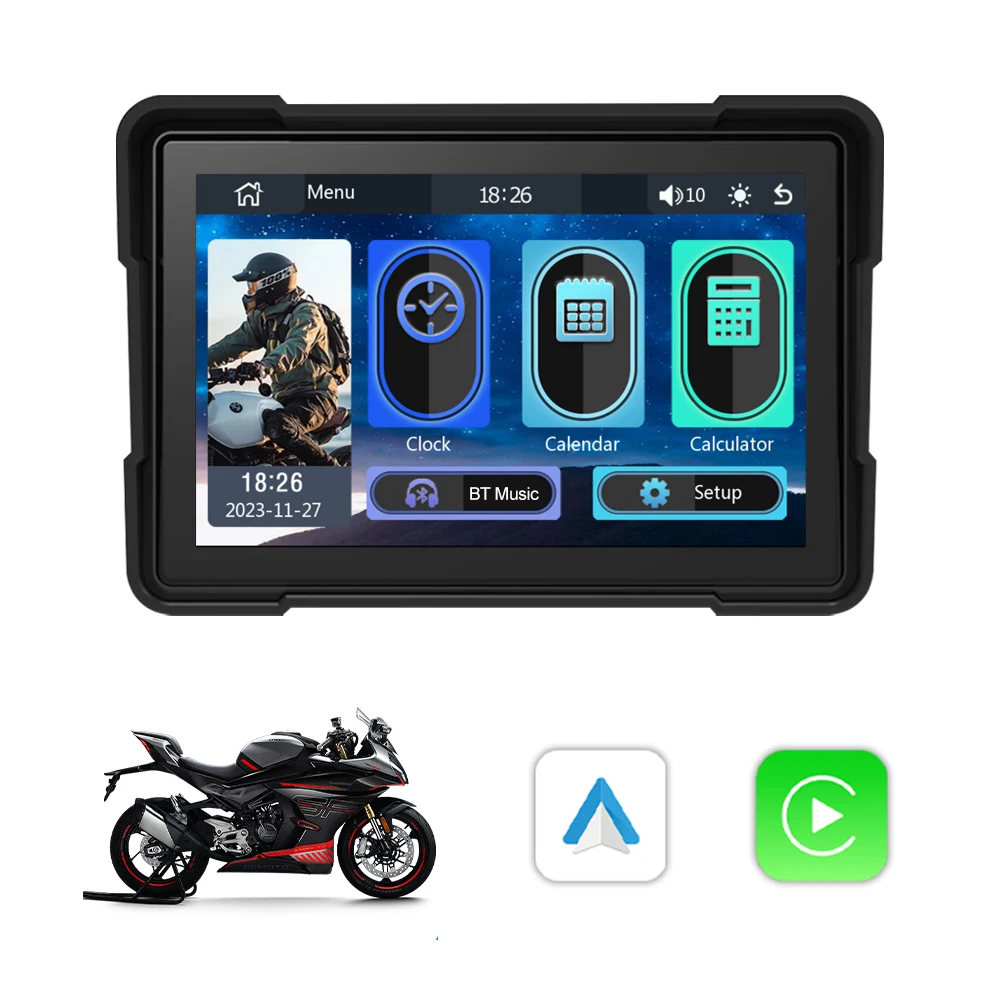 PEERCE  5 Inch Touch Outdoor IPSX7 Waterproof External Portable Motorcycle Special Navigator Support CarPlay and Android Auto