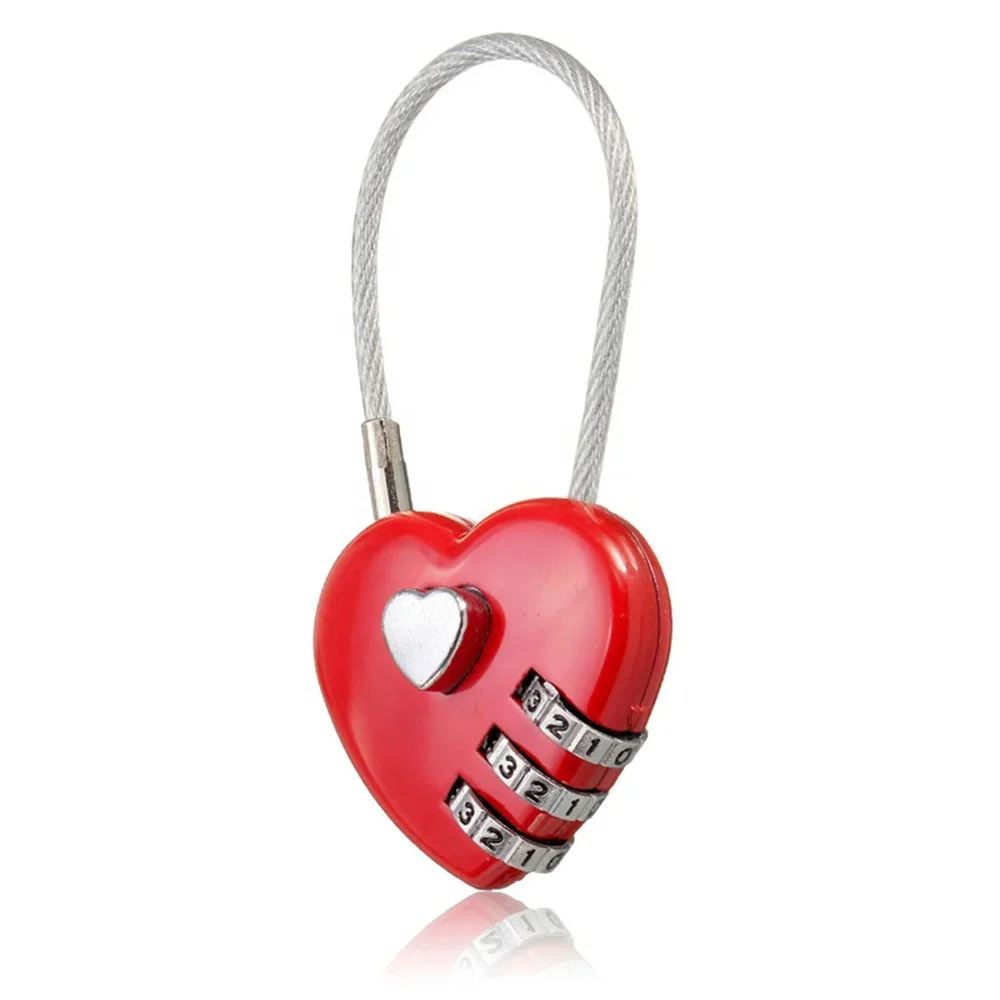 3 Digits Password Lock Security Small Suitcase Padlock Red Color Mini Padlocks Cute Resetable Combination Padlock Locking Tools