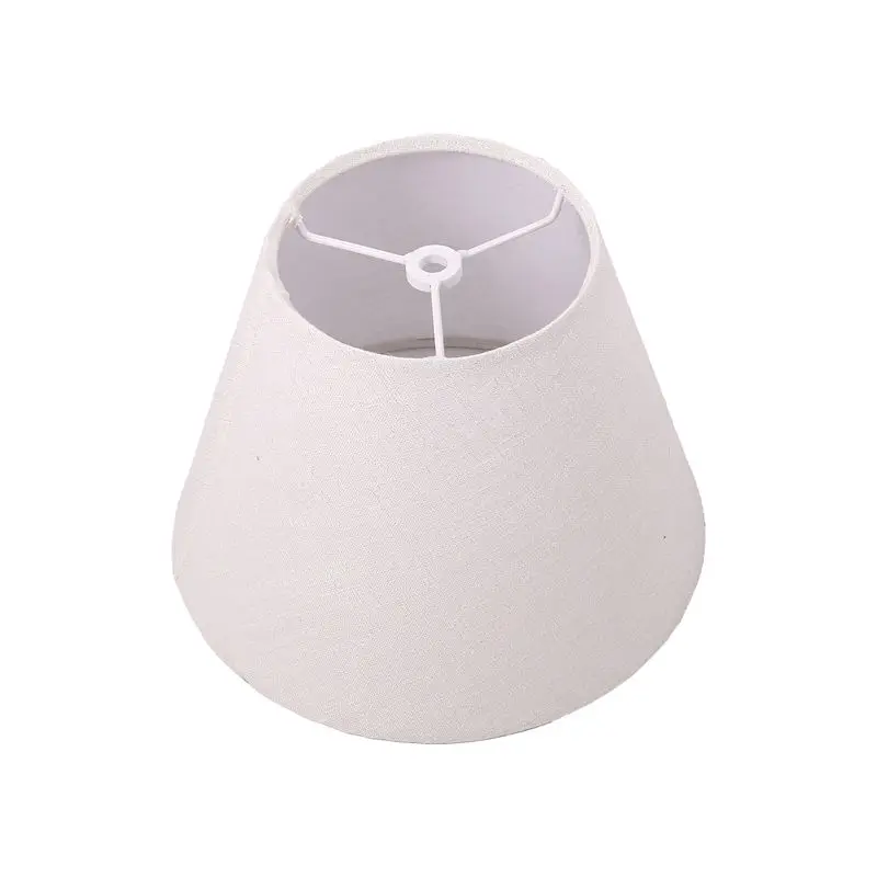 Lamp Shade Linen Fabric White Lamp Shade Small 5 Inch Top Diameter X 9 Inch Bottom Diameter X 7 Inch Tall (White With Gold Threa