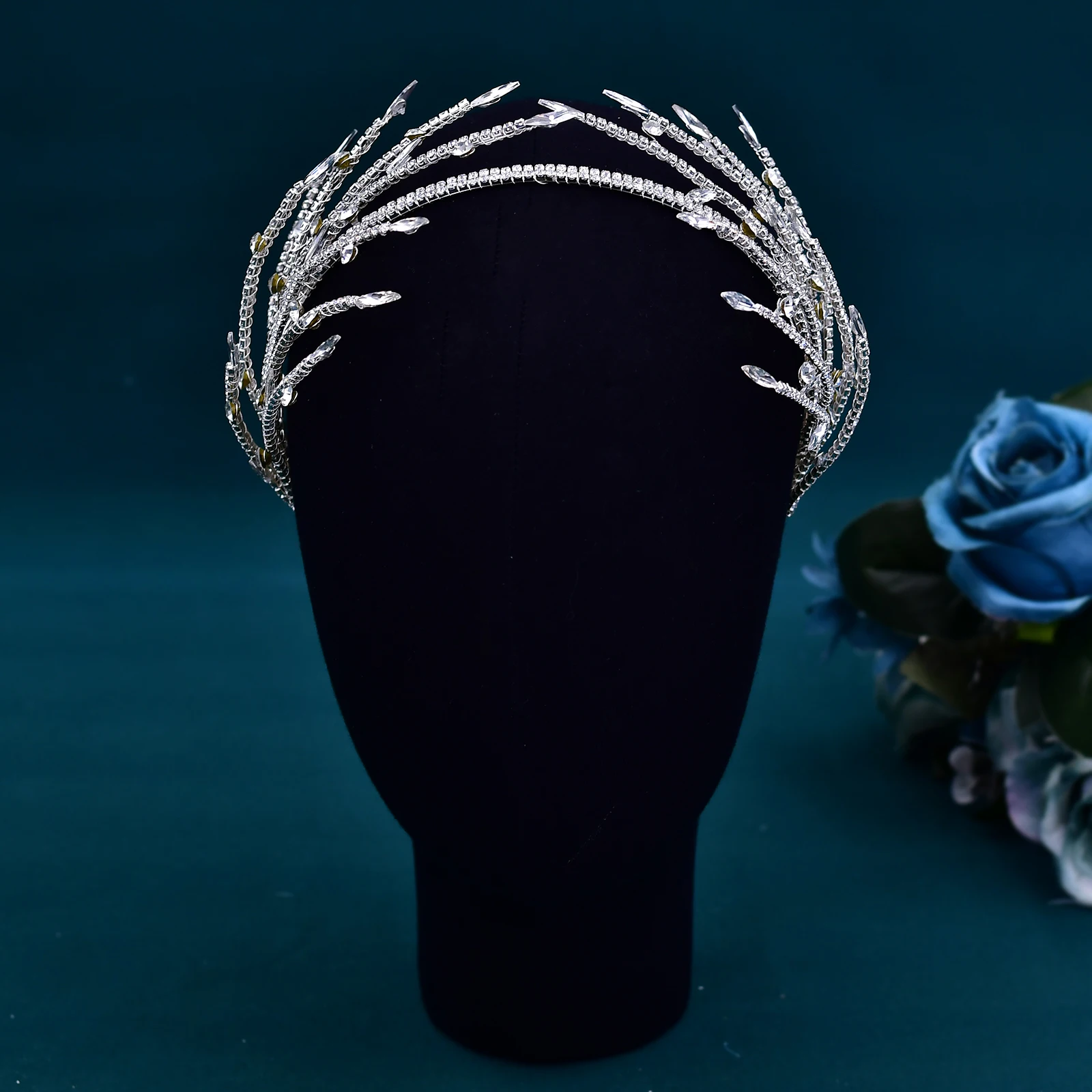 Rhinestone Wedding Tiara Crystal Branches Headband for Bride Woman Hair Accessories Jewelry Party Bridal Headwear HP532