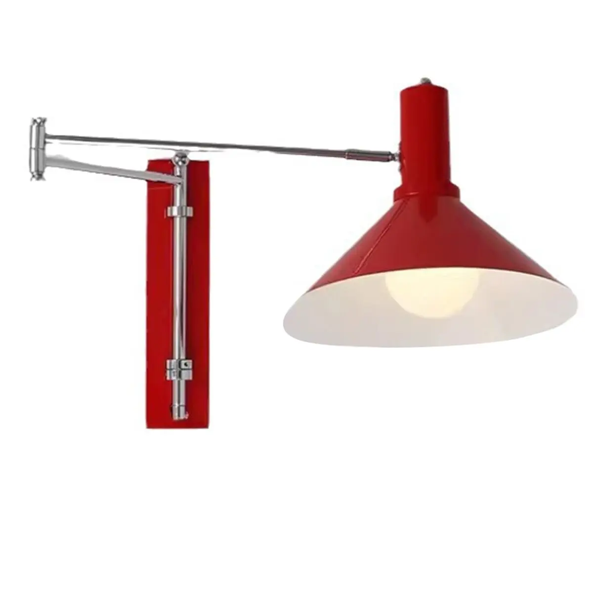 【45% OFF】Foldable Metal Wall Light - Modern Folding Swing Arm Sconce for Bedside & Bar, Minimalist Extendable Lamp Red
