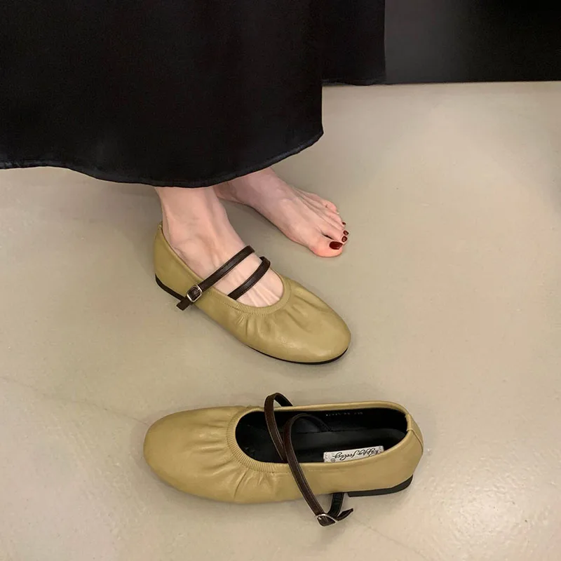 Modische Schnallenriemen-Damen-Mary-Jane-Schuhe, Lolita-Schuhe, Weiche Elegante Damen-Flats mit Runder Zehenpartie, Neue Damenschuhe – Detail 8