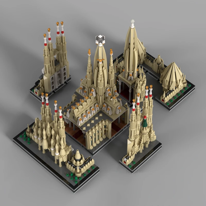 New products, MOC building blocks, medieval architectural models, miniature Sagrada Familia, modular design, DIY puzzle toy set