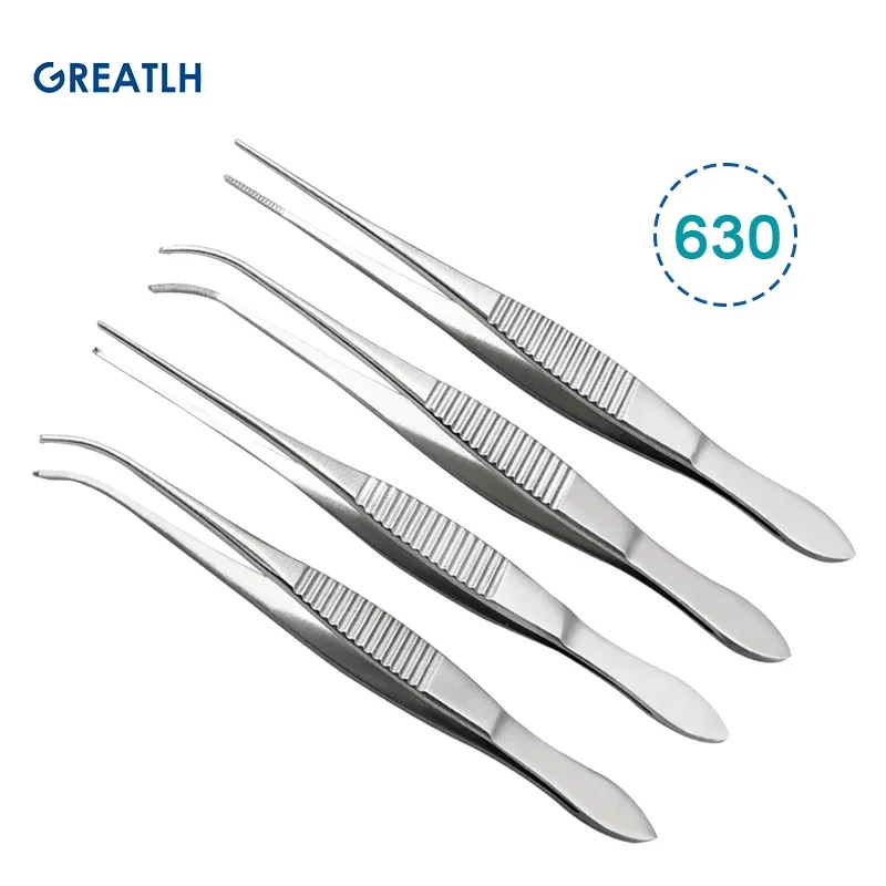 GREATLH Stainless Steel Forceps Straight Curved Forceps Surgical Tweezers Eyelid Surgery Tool Ophthalmic Instrument