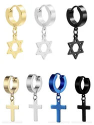 Titanium Steel Cross Dangle Earrings for Women Men European and American Fashion Hip-Hop Trend Earrings Punk Style Jewelry