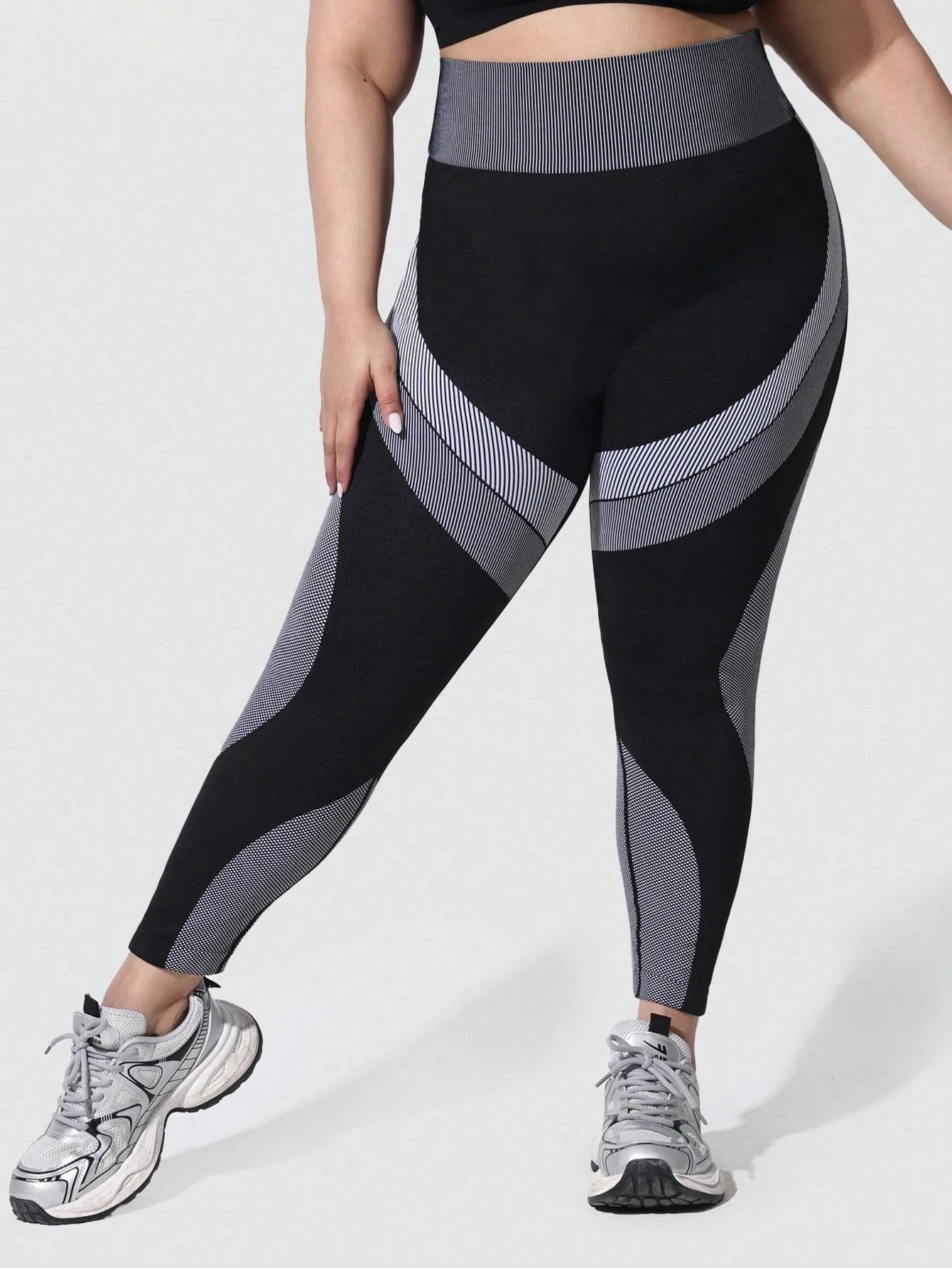 Nahtlose Yoga-Leggings für Damen in großen Größen – High Waist, Bauchkontrolle, Rippstruktur, Po-Lifting, 4-Wege-Stretch – Gym- & Workout-Tights