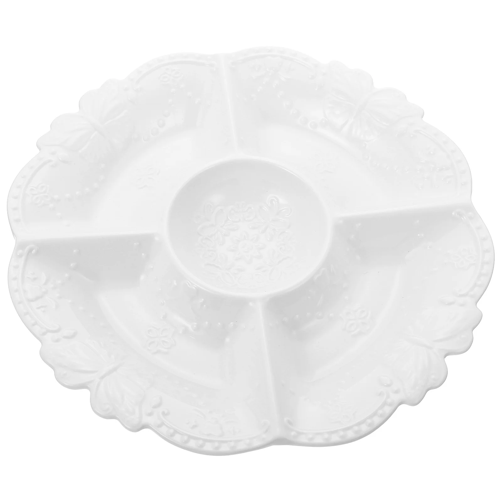 Ceramic Fruit Plate European Style Food Storage Container Premium Material Dessert Snack Holder Bright Color Smooth Surface Home