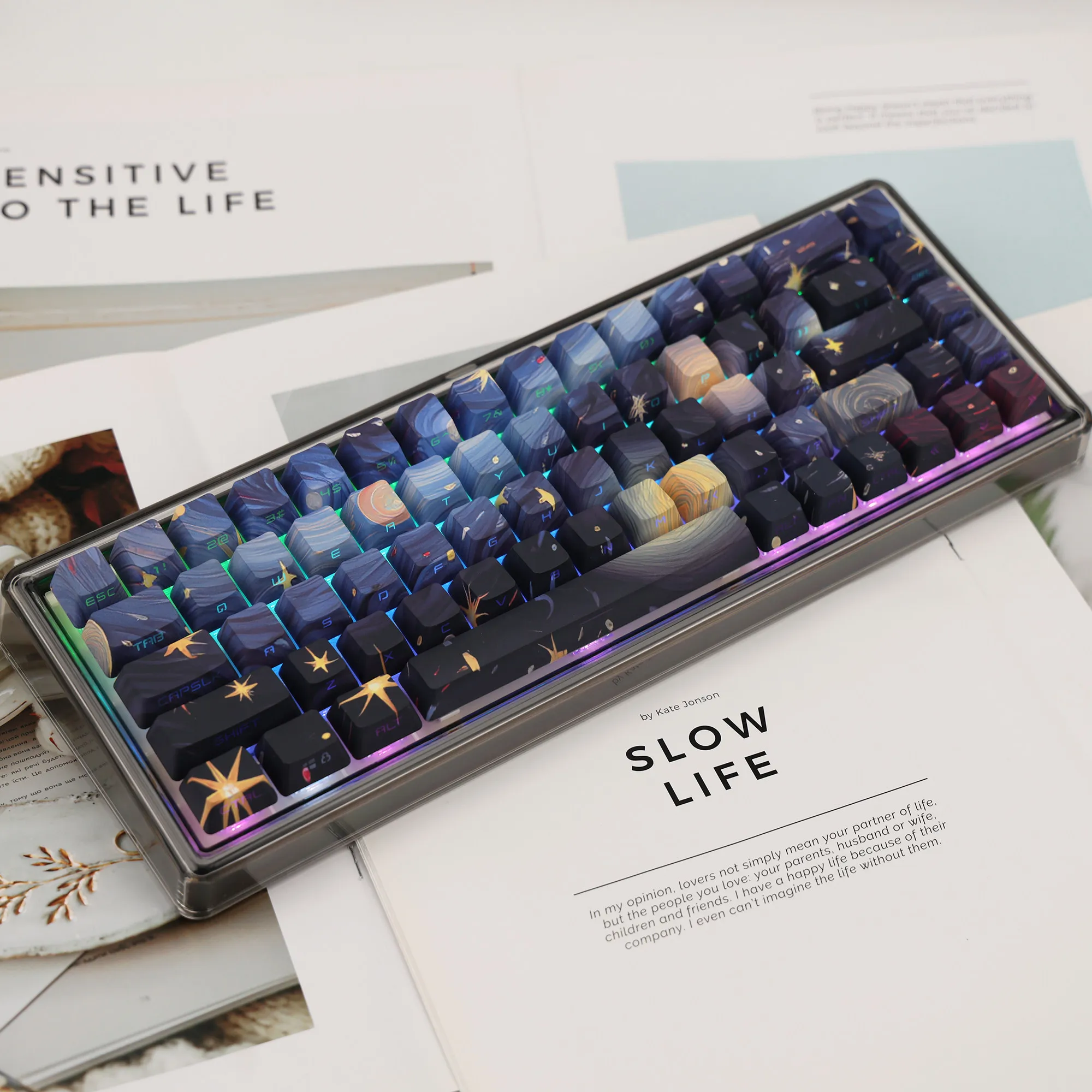 JKDKeys 134Keys Set Starry Sky PBT Keycaps OEM Profile Fit 68/75/84/87/104 Mechanical Keyboards, MX Switch Gaming