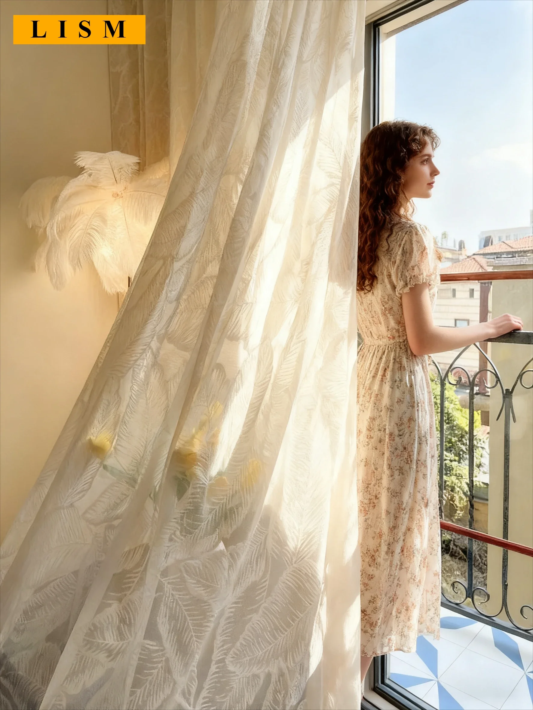 

Cream Beige American French Three-dimensional Embroidery Curtain for Living Dining Room Bedroom Balcony Opaque Yarn Custom Size