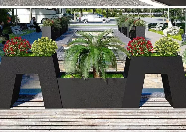 Steel Outdoor Plant Box Custom Garden Plant Flower Pots Outdoor Box  Steel Cube Planter