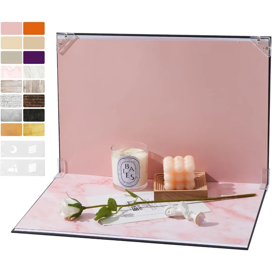 

Product Photography Backdrops 16x11.5 Inch Photo Backdrop Board Kit 8Pcs 16 Patterns with 2Pcs Photo Shadow Maker for Makeup Pr
