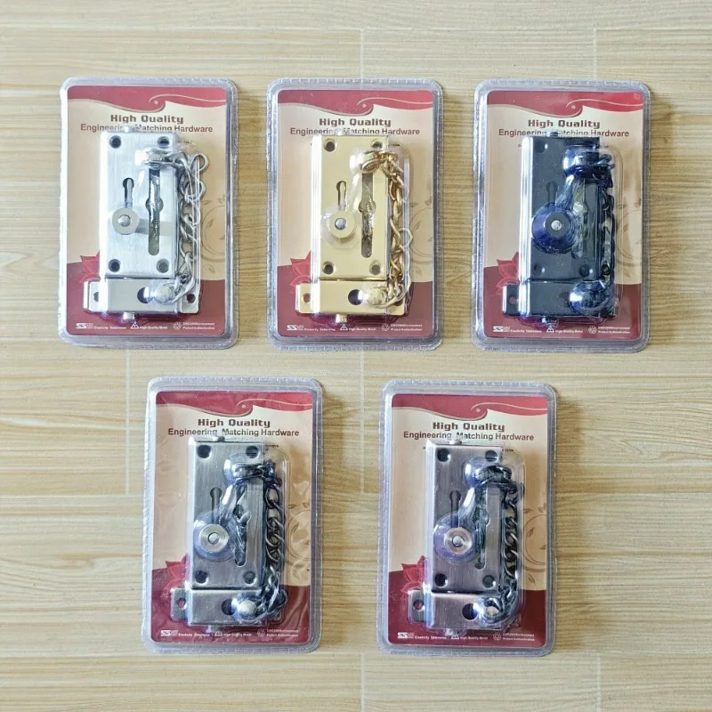 

For New Stainless Steel Door Lock Insurance Safety Hardware Anti-theft Chain Durable Thickened Door Bolts Doors Windows