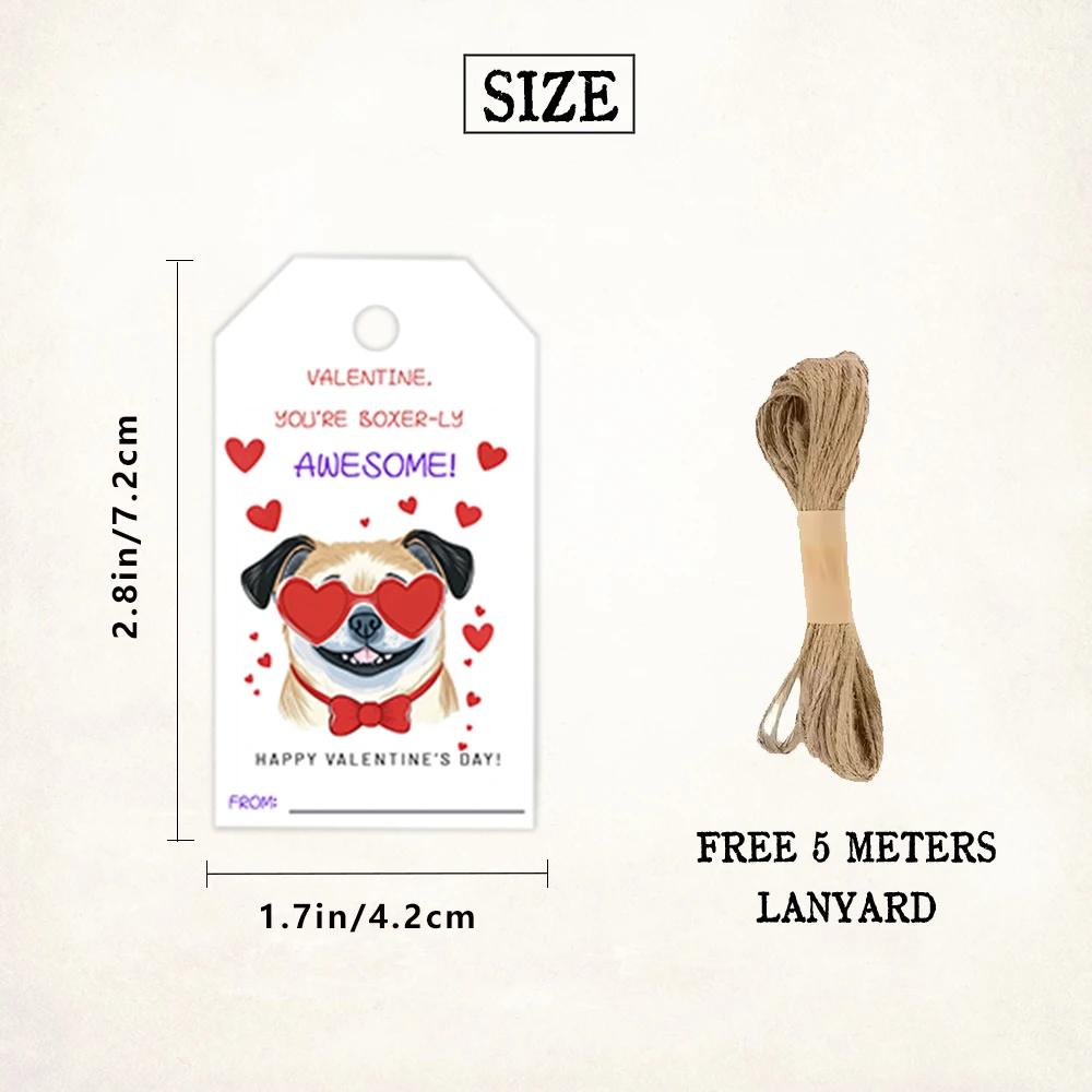 40pcs Puppy Glasses Theme Decorative Tags, Cute Aesthetic Gift Labels, Party Decoration, Handmade Packaging Accents, Jute Rope