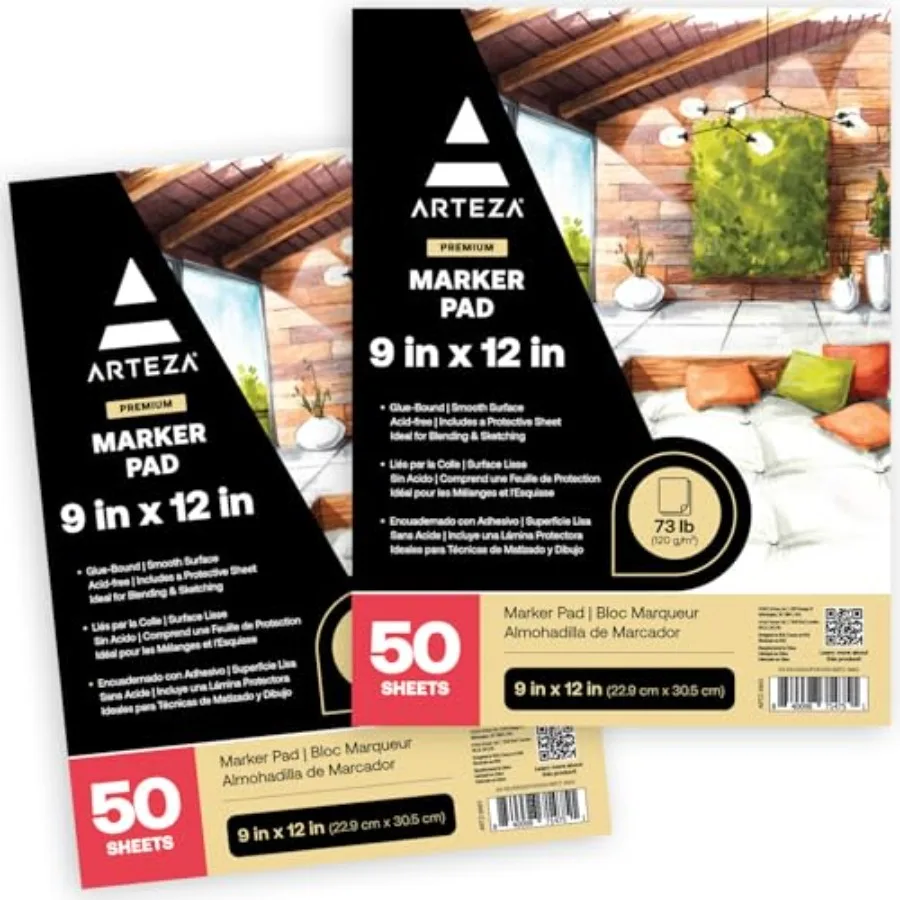 

Marker Paper Pad 9x12 Drawing Pad 2 pack 50 Sheets Sketch Pads for Drawing for Adults and Teens